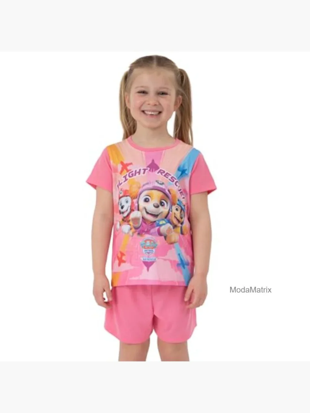 Girls Short Sleeve Pajama Set with Chase Marshall Skye Design